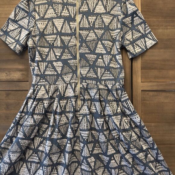 LulaRoe Triangle Print A line fit flare Size XL dress Pockets Zipper Modest - Picture 11 of 15